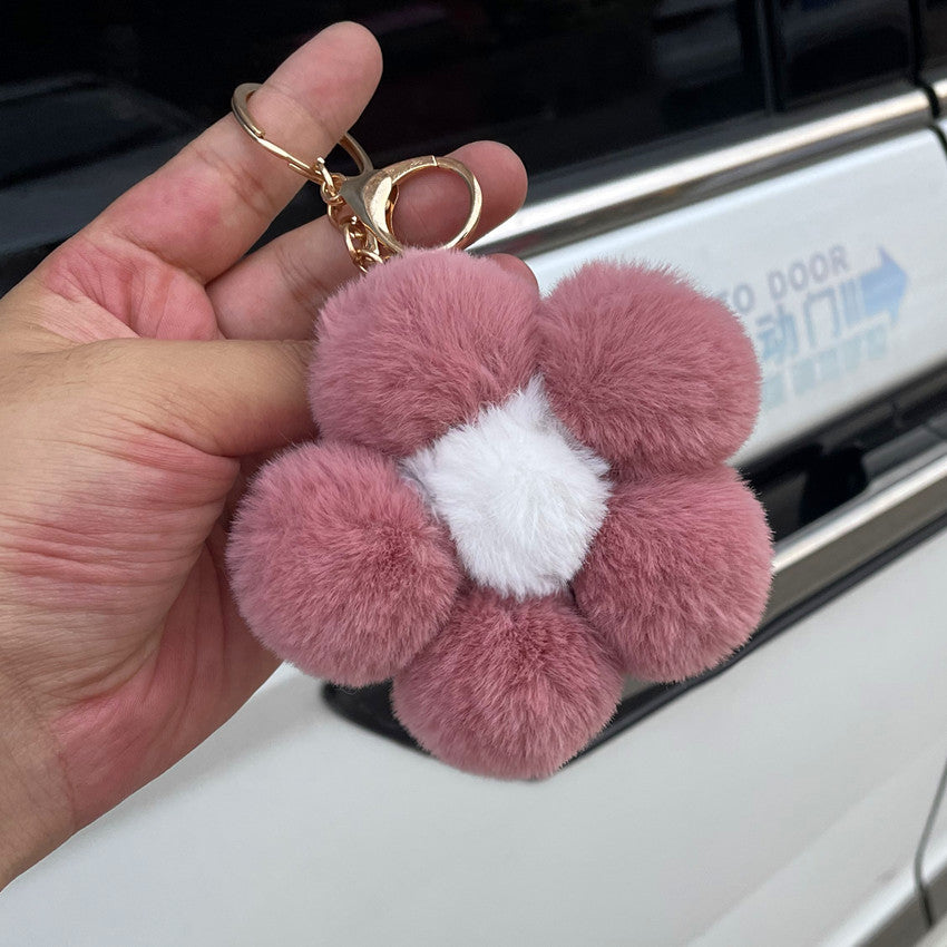 Wholesale Hairball Flowers Cute Plush Keychain